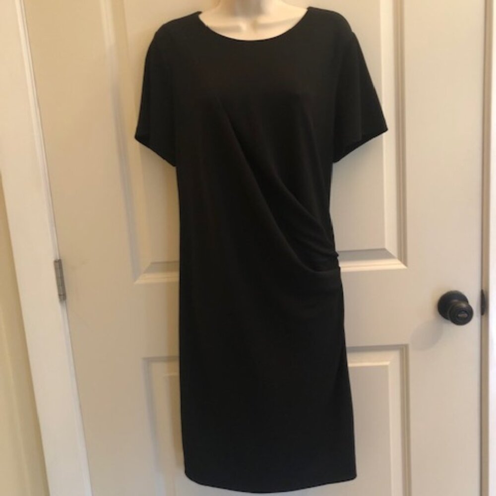 NWT Banana Republic LBD Little Black Dress Shirred Side Metal Zipper Lined Large